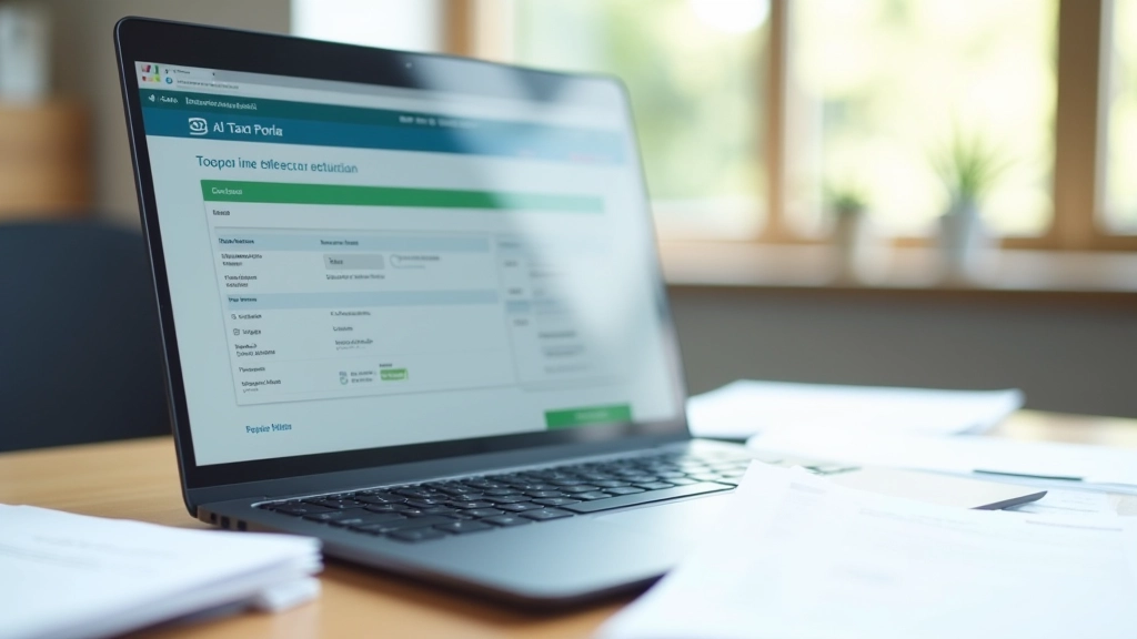 Computador portátil aberto no Portal das Finanças com formulário de declaração